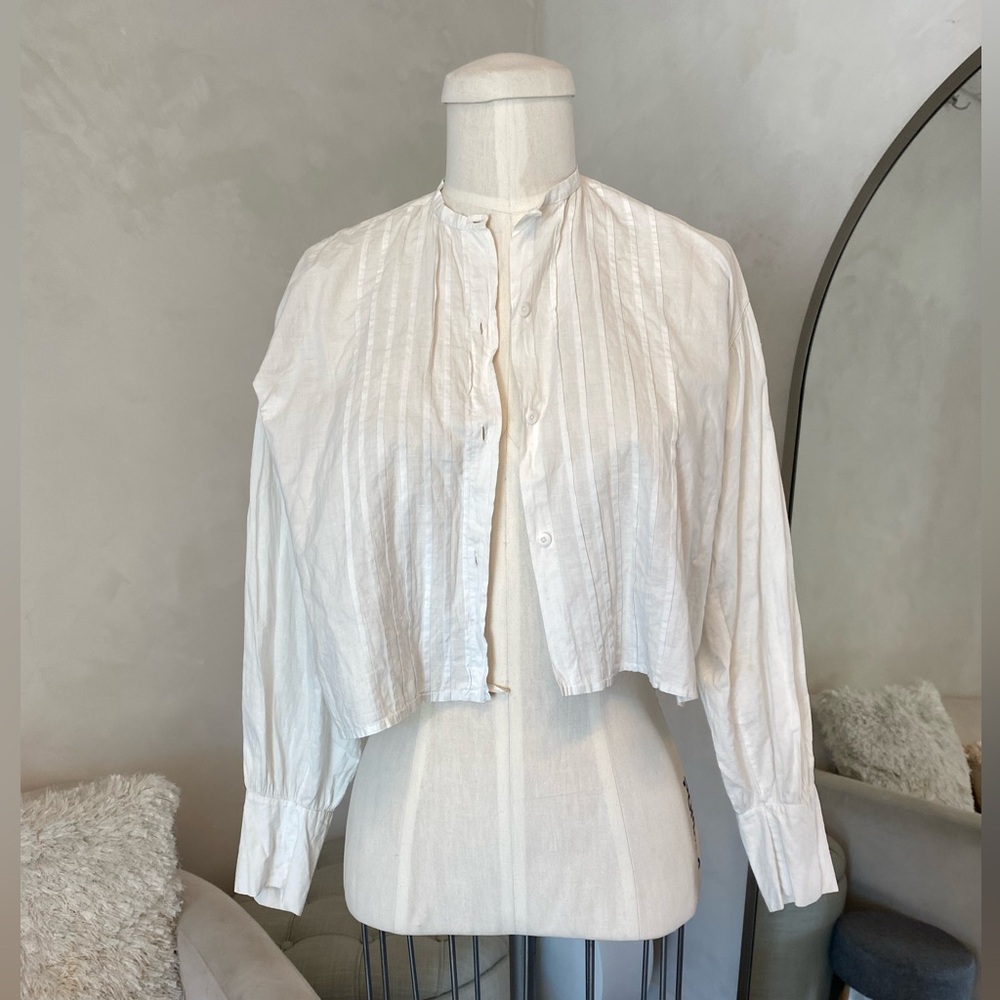 VINTAGE WHITE VICTORIAN EDWARDIAN BLOUSE BUTTON DOWN